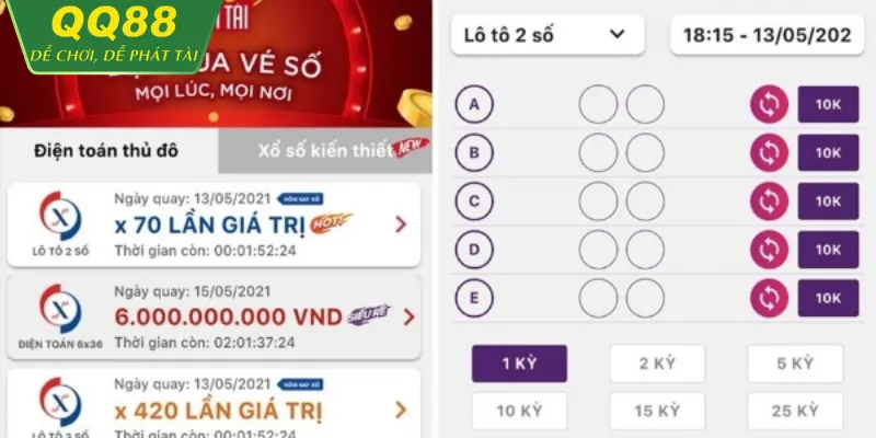 Lô Đề Xổ Số QQ88 2026 – Cá Cược Nhanh Gọn Dễ Trúng Giao diện chọn số lô đề tại QQ88 đơn giản dễ dùng