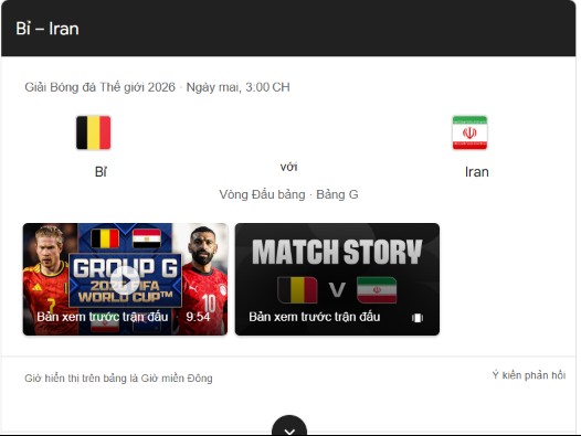Dự Đoán Tỷ Số Bỉ vs Iran: Cúp Thế Giới 2026 bỉ vs iran